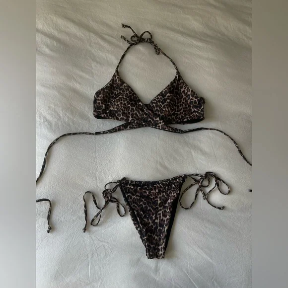 Leopard Print Bikini Swim Set, Medium - Picture 3 of 5